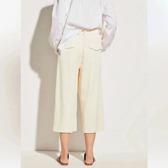 Vince Belted Cross-Over Culotte‎ Pants Wide Leg Satin Workwear Casual XS Cream - Picture 2 of 9
